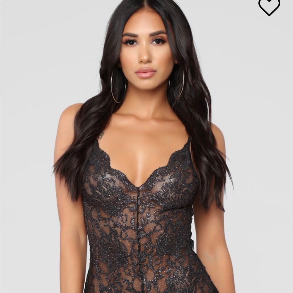 Fashion Nova black lace bodysuit